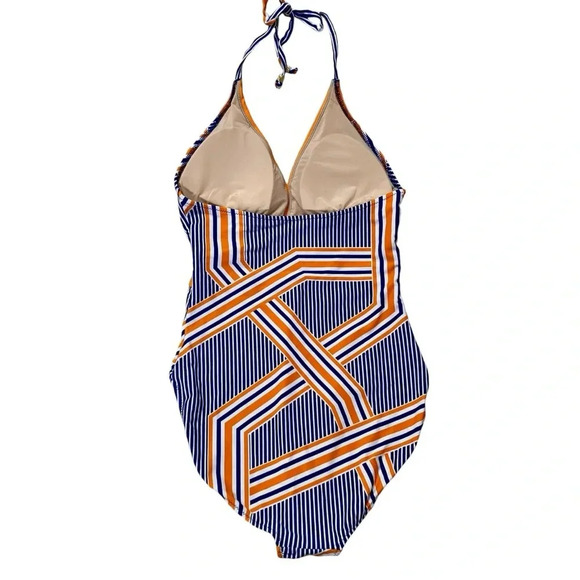 Cabana Life Orange Drive One-Piece Swimsuit Blue Orange Striped – NWT Size M - Picture 10 of 15